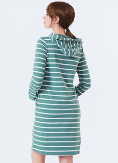 Striped Maternity & Nursing Hoodie Dress, Green, hi-res