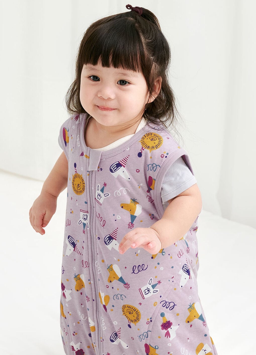 Lightweight Optimum Temp. Sleep Suit-Doggie Party, Purple, hi-res image number 2