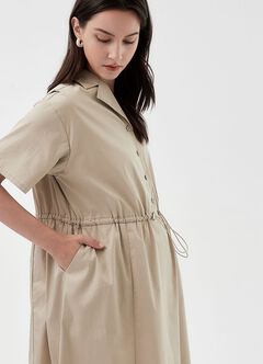 Collared Tie Waist Maternity & Nursing Short Sleeve Dress, , hi-res