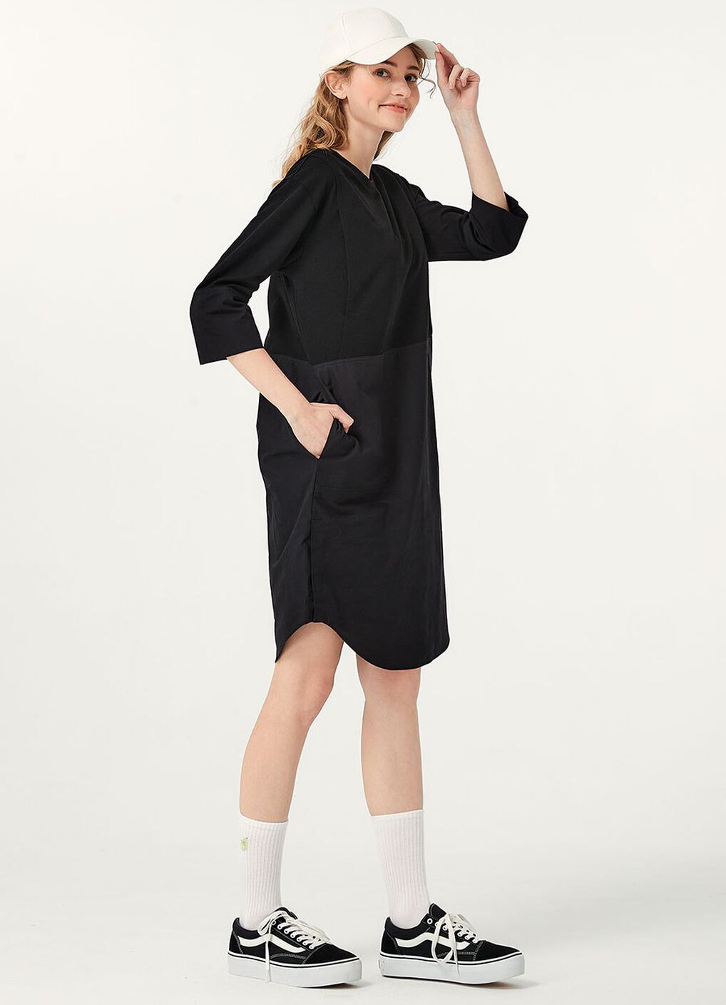 Round Neck Patchwork M&N Dress, , hi-res image number 2