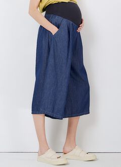 Drapey Denim Maternity Culottes Pants, , hi-res