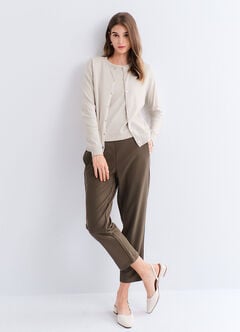 Knitted Crew Neck Maternity & Nursing Cardigan, Cream, hi-res