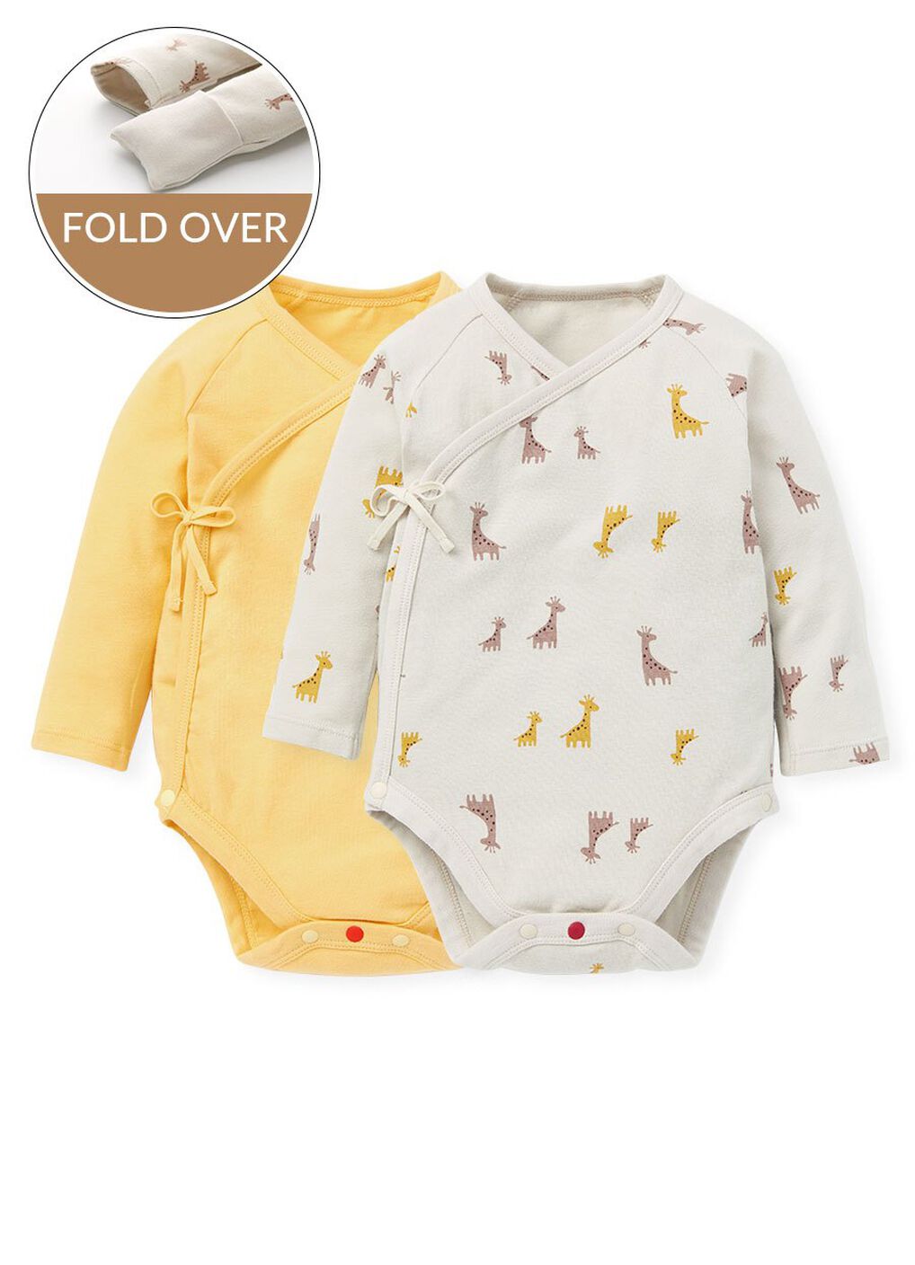 Giraffe Newborn Cotton L/S Bodysuit 2 Pcs Pack, , hi-res image number 0