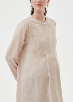 Half Button Round Neck Maternity & Nursing Long Top, , hi-res