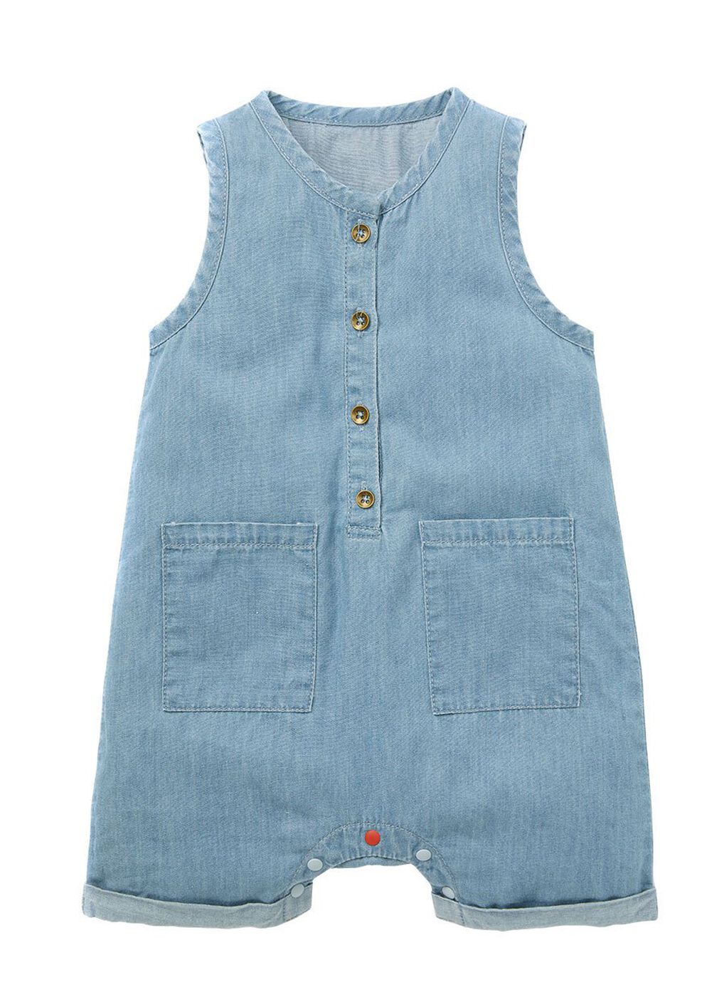 Baby S/L Patch Pocket Romper, Blue, hi-res image number 0