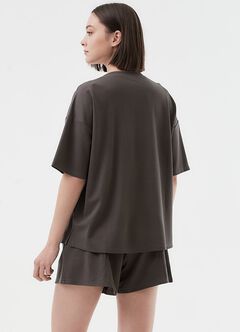 Loose-Fit Cooling Maternity & Nursing Top, Charcoal, hi-res