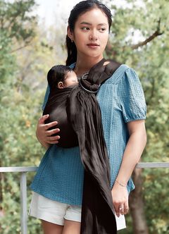 Solid Linen Baby Ring Sling, Charcoal, hi-res