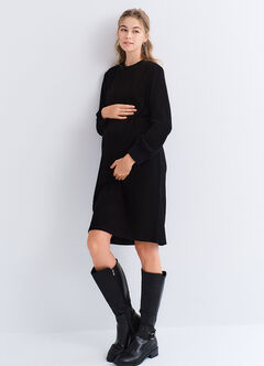 Soft Touch Maternity & Nursing Knit Dress, Black, hi-res