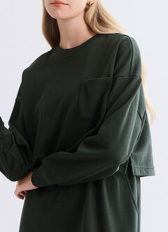 Back Slit Maternity & Nursing Two-Piece Dress, , hi-res