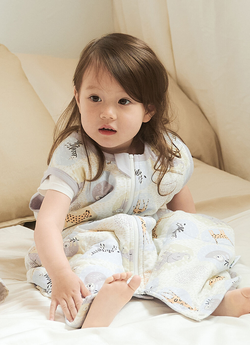 Lightweight Optimum Temp. Sleep Suit-Animal Bubbles, Grey, hi-res image number 2