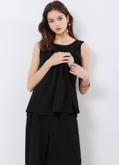 Maternity & Nursing Top Plus Wide Leg Pants Co-Ord Set, Black, hi-res