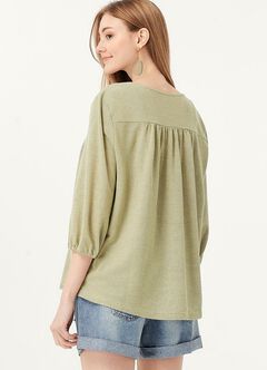 Puff Sleeves Cotton M&N Top, , hi-res