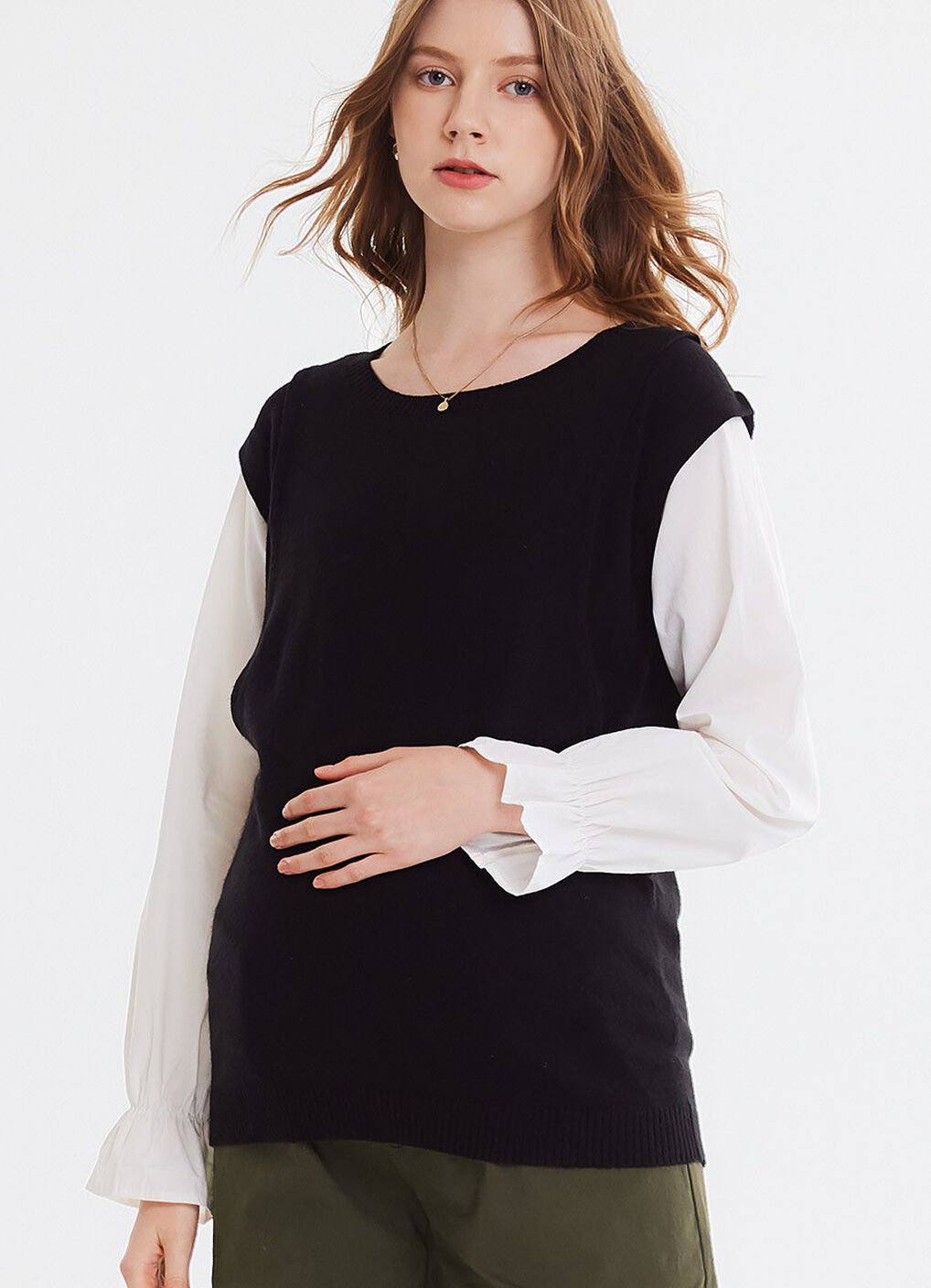 Double Layer Knitted Maternity & Nursing Top, , hi-res image number 0