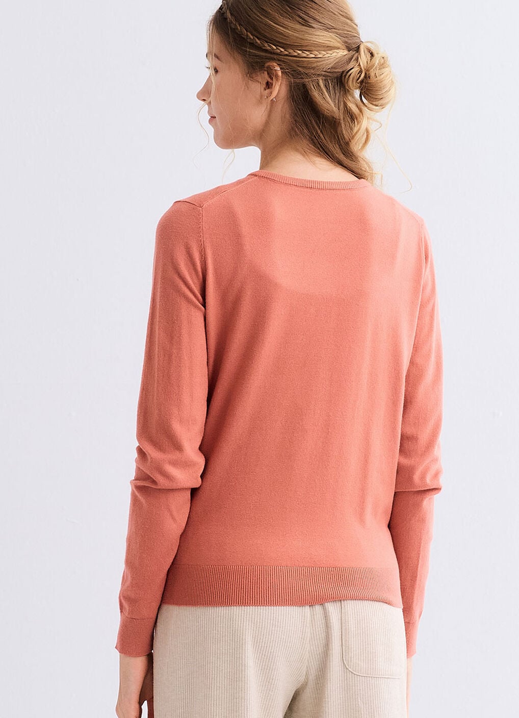 Knitted Crew Neck Maternity & Nursing Cardigan, Rose, hi-res image number 4