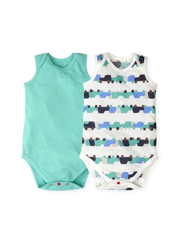 Baby Cotton Mesh Sleeveless Bodysuit 2 Pack
