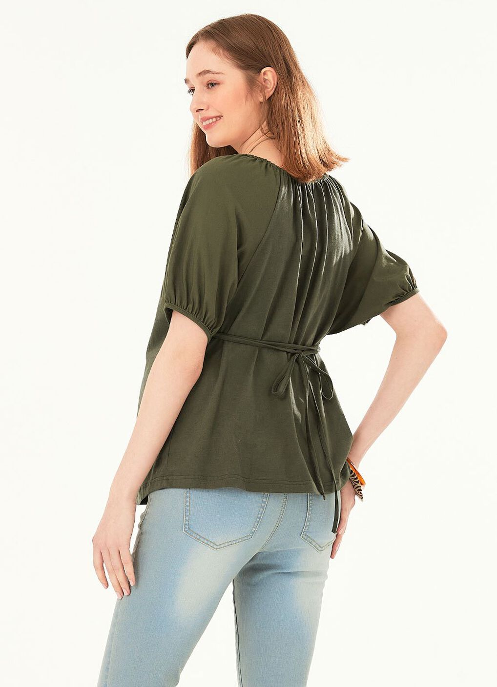 Puff Sleeve Maternity & Nursing Top, Olive, hi-res image number 5