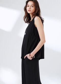 Maternity & Nursing Top Plus Wide Leg Pants Co-Ord Set, Black, hi-res