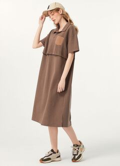 Waffle M&N Polo Dress, Mink, hi-res