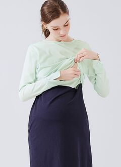 2 in 1 Maternity & Nursing Dress, Sage Green, hi-res