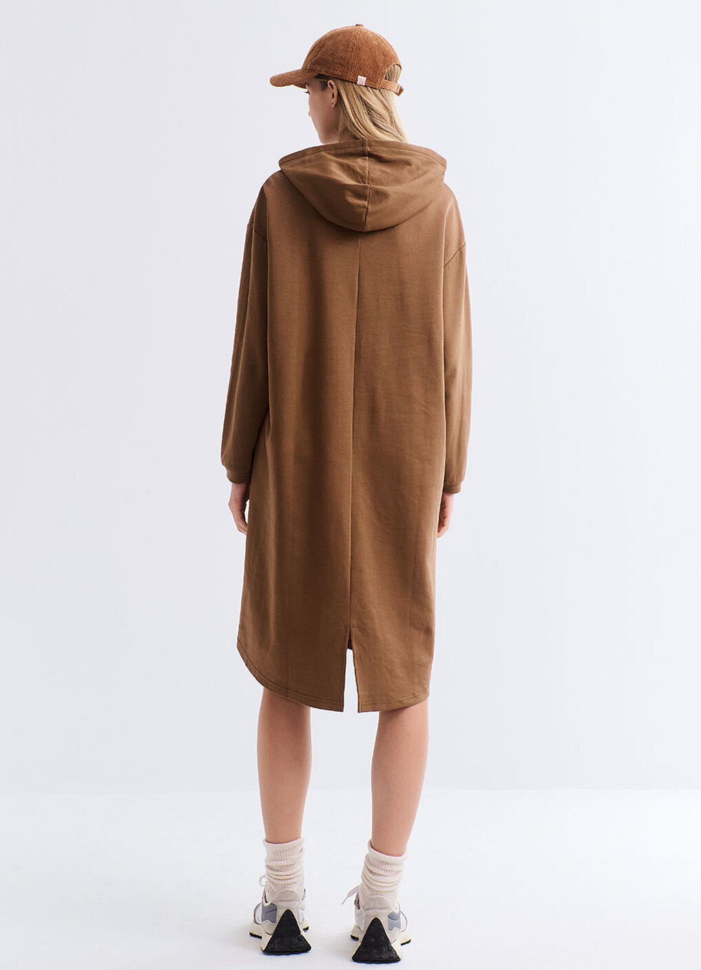 Relaxed Cotton Maternity & Nursing Hoodie Dress, Camel, hi-res image number 4