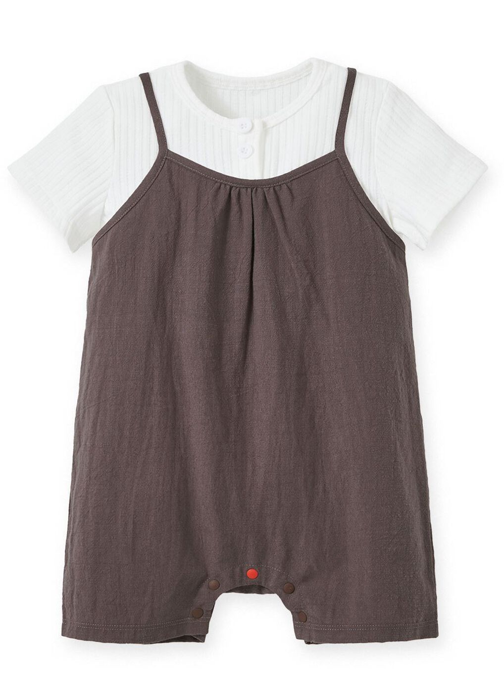 Baby Short Sleeve Romper, Taupe, hi-res image number 0