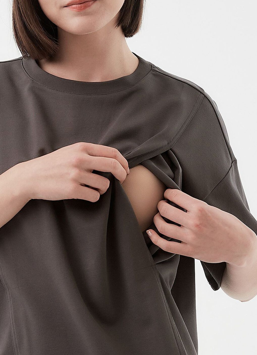 Loose-Fit Cooling Maternity & Nursing Top, Charcoal, hi-res image number 1