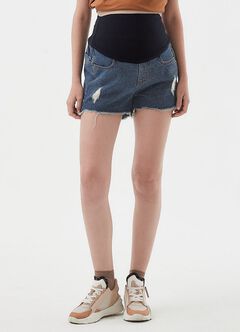 Raw Hem Maternity Denim Shorts, , hi-res