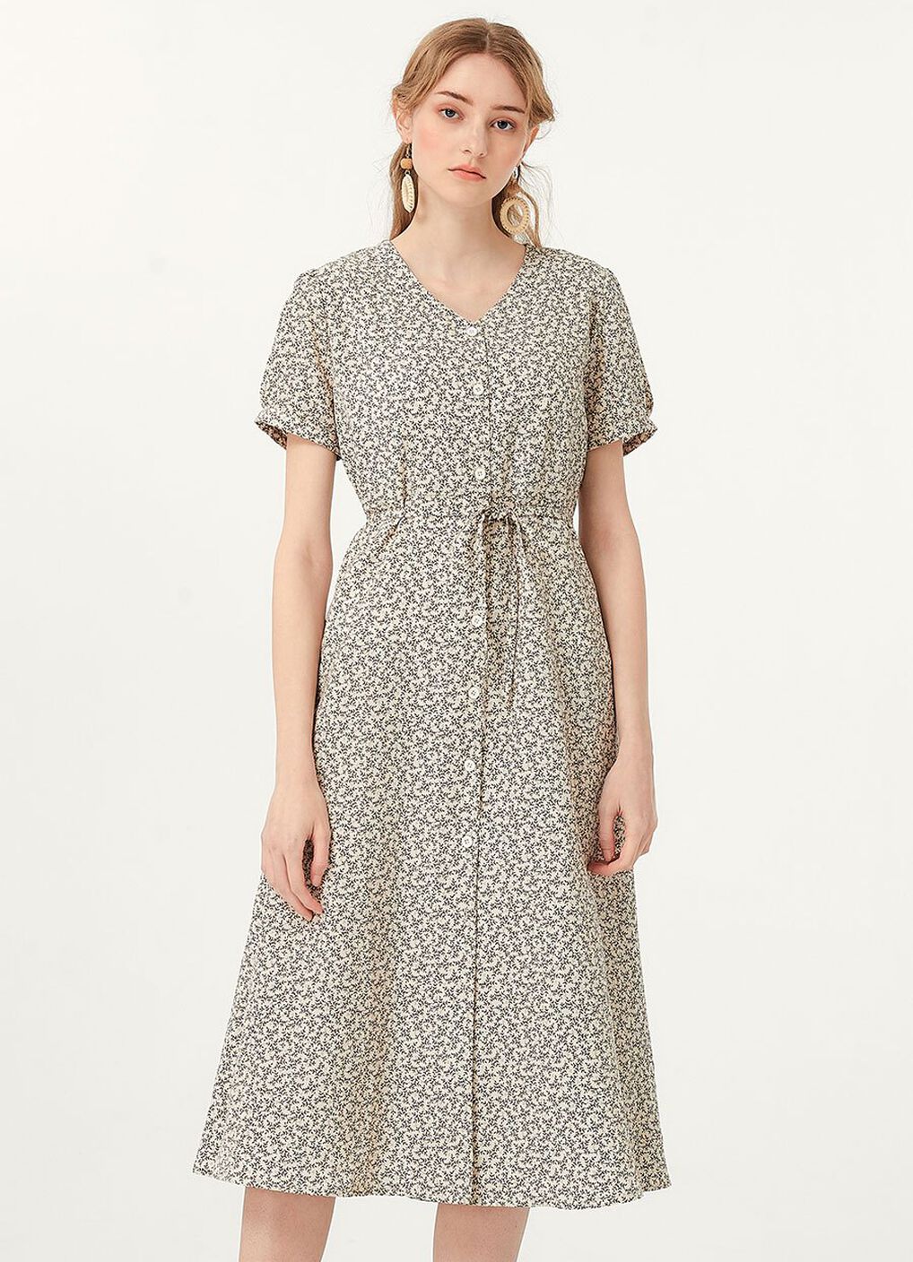 Floral Print V-Neck M&N Dress, , hi-res image number 3