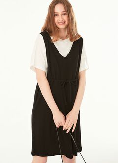2 in 1 Splicing Maternity & Nursing Dress, Black, hi-res
