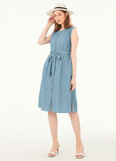 Button-through S/L Maternity & Nursing Dress, , hi-res