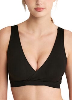 Ultra Silky Crossover Sleeping & Nursing Bra (Back Hook Design), Black, hi-res