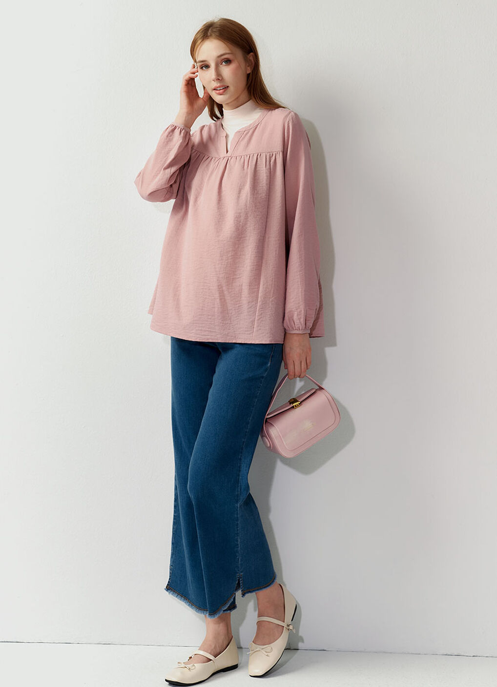 Pleated V-Neck Maternity & Nursing Top, , hi-res image number 1