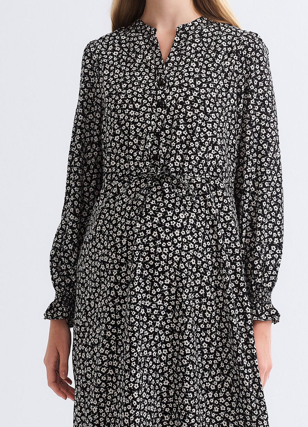 Half Placket Maternity & Nursing Dress, Black, hi-res image number 3