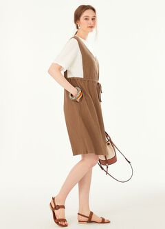 2 in 1 Splicing Maternity & Nursing Dress, Mink, hi-res