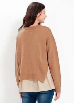 Knitted 2 in 1 Maternity & Nursing Layered Jumper, , hi-res