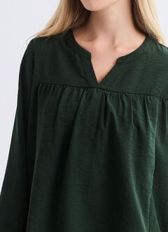 Pleated V-Neck Maternity & Nursing Top, Dark Green, hi-res