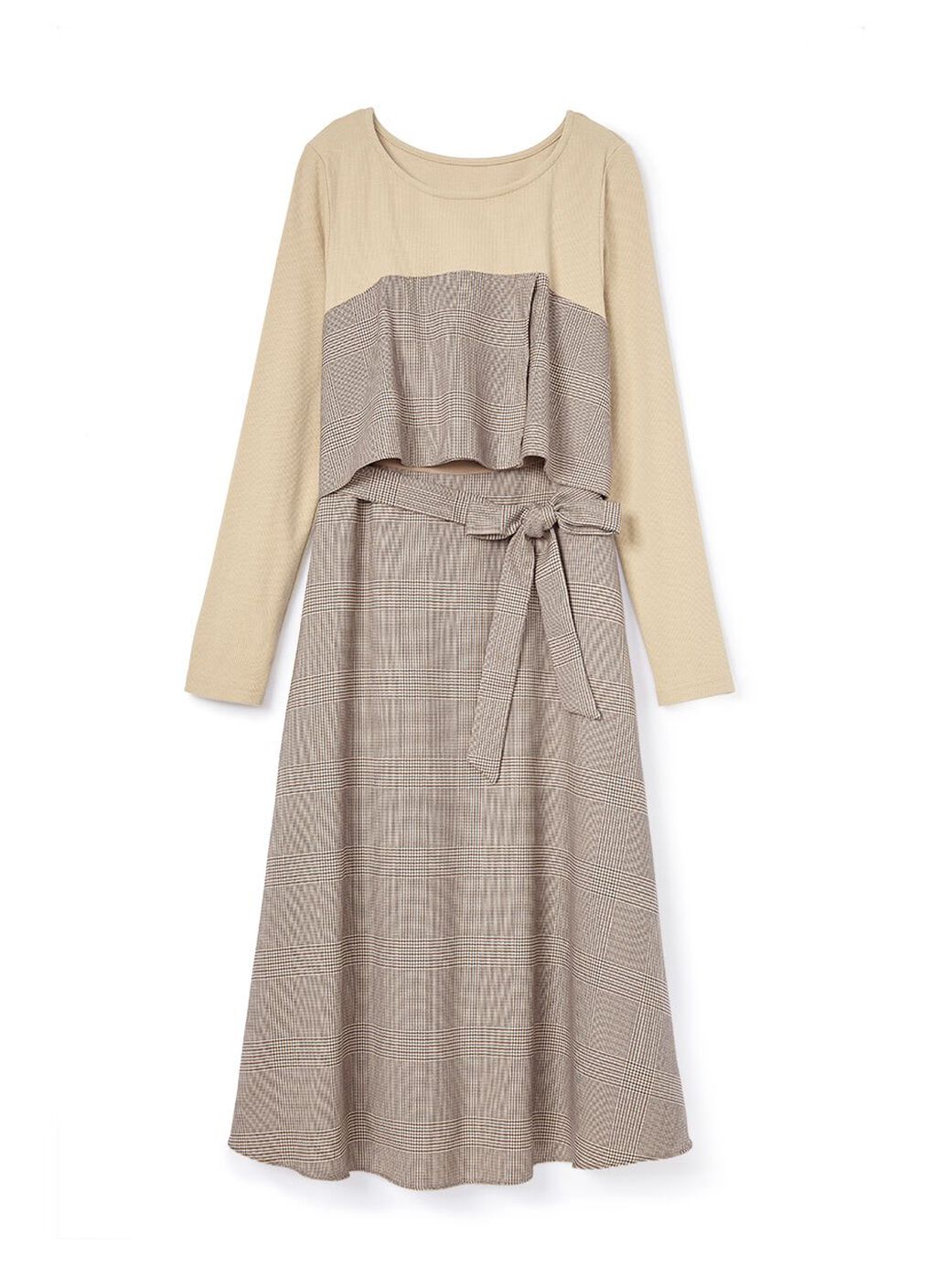 Splicing Maternity & Nursing Dress, Khaki, hi-res image number 6