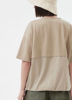 Blend Short Sleeve Maternity & Nursing Top, Khaki, hi-res