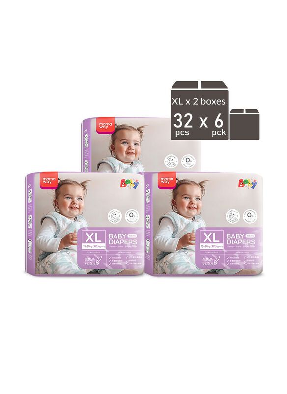 Mamaway Baby Diapers (XL, 32pcs x 6pck)