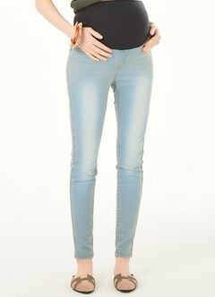 Maternity Stretch Skinny Jeans, Light Blue, hi-res