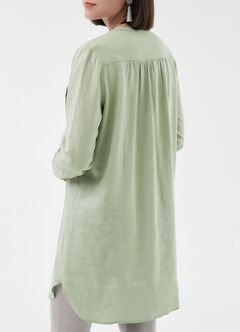 Half Button Round Neck Maternity & Nursing Long Top, Lime, hi-res