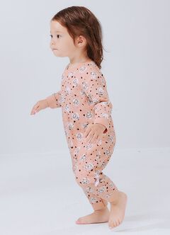 Baby Long Sleeve One Piece Outfit, Dusty Pink, hi-res
