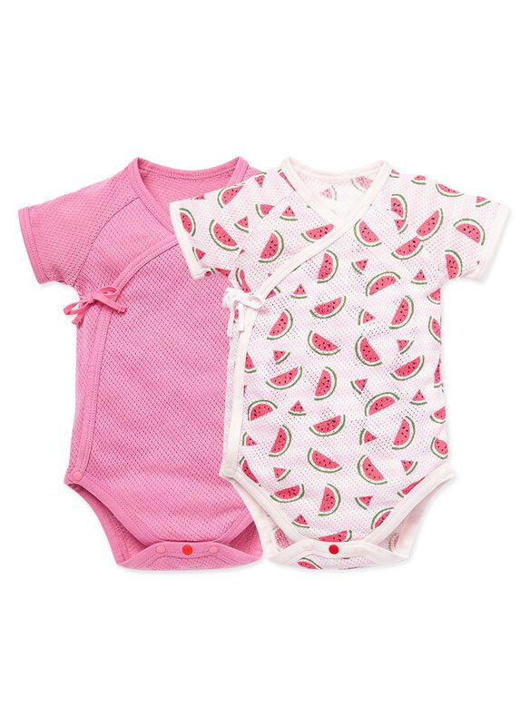 Newborn Cotton Mesh Short Sleeve Bodysuit 2 Pack