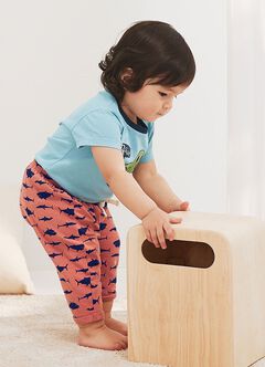 Twinkle Stars Baby Cotton Rolled Up Pants, Orange, hi-res