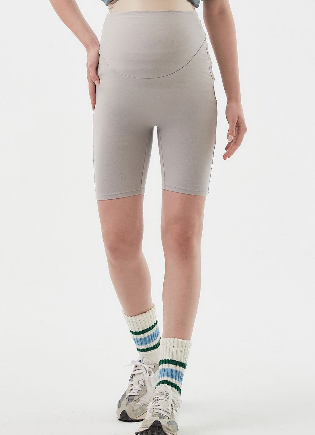 Ultra-Stretch Maternity Biker Shorts, Silver, hi-res image number 1