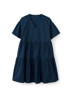 Flared Hem Cotton Maternity & Nursing Dress, Navy, hi-res