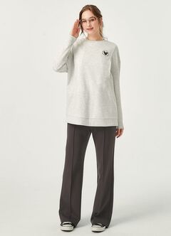 Relaxed Maternity Slim Pants, Charcoal, hi-res