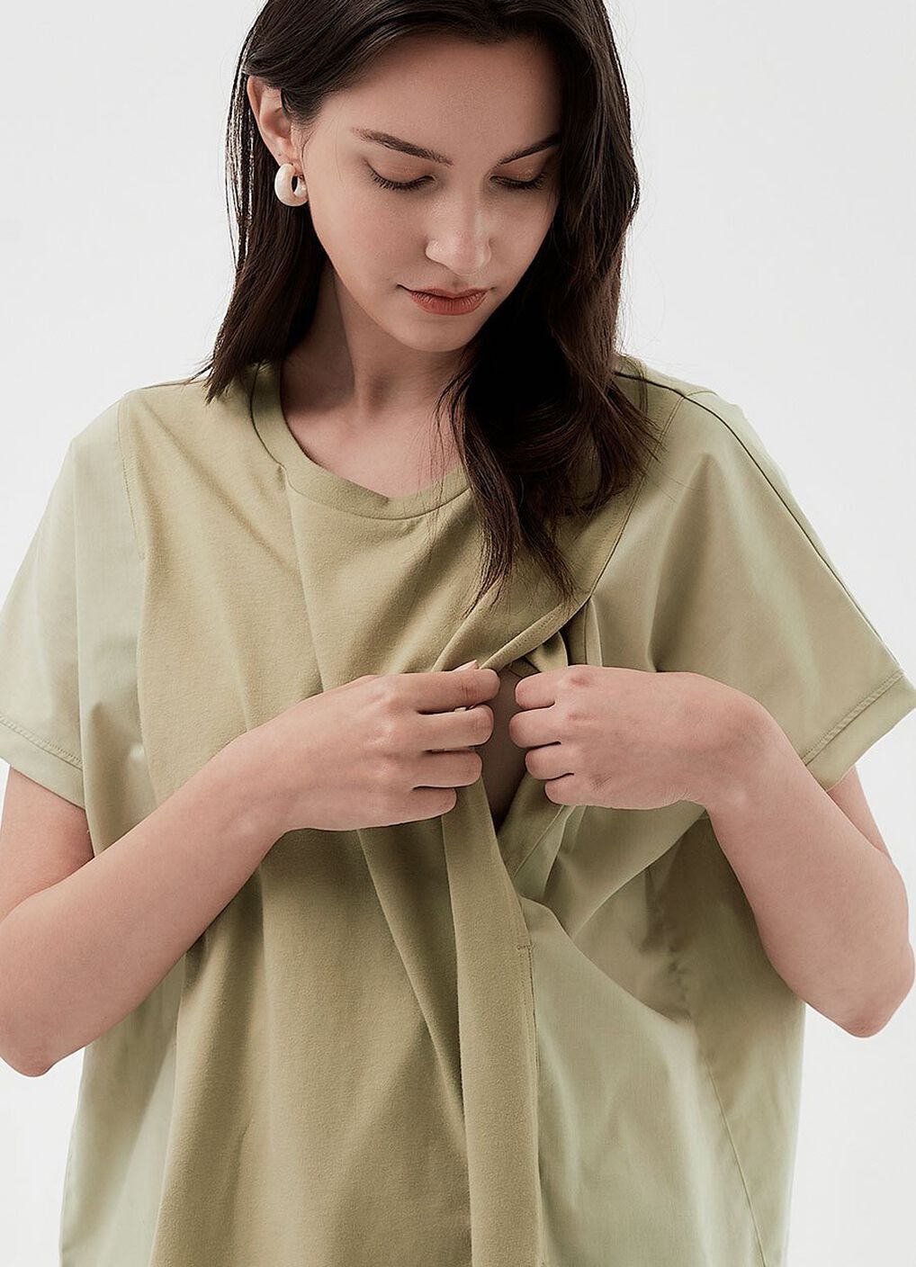 Blend Spilt Hem Maternity & Nursing Top, , hi-res image number 1