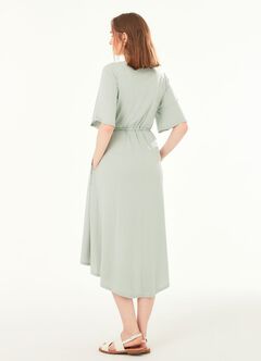 Drapey Maternity & Nursing Midi Dress, Sage Green, hi-res
