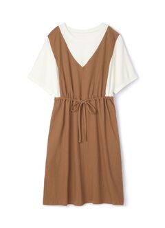 2 in 1 Splicing Maternity & Nursing Dress, Mink, hi-res
